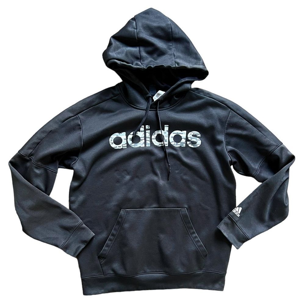 Adidas Digital Camo Spellout Pullover Hoodie Black White Gray Men's size Medium